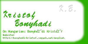 kristof bonyhadi business card